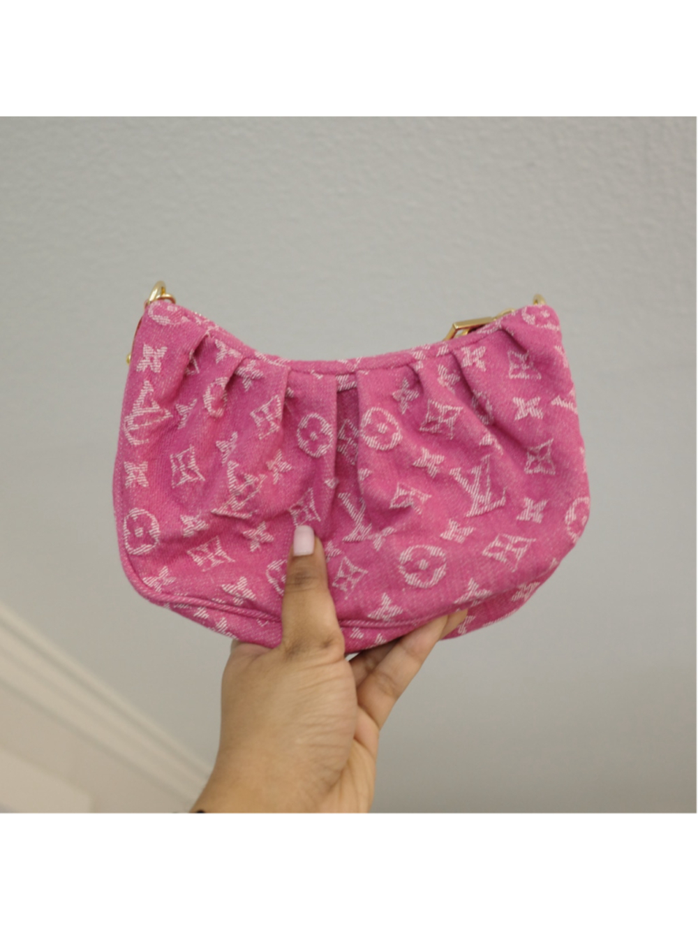 Louis Vuitton Pochette Valley Pink Fuschia Denim EXCELLENT - Picture 2 of 16